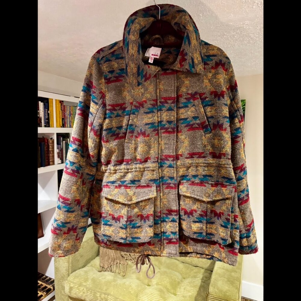 BONGO L Western Tribal Aztec pattern jacket coat